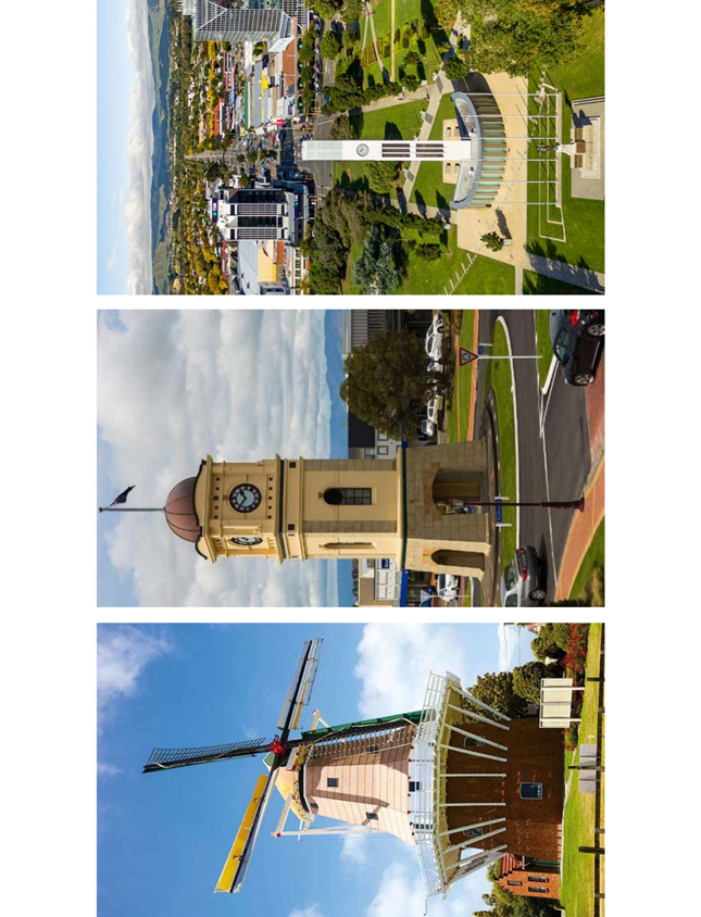 A collage of buildings and a windmill

Description automatically generated