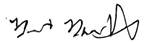 A close up of a signature

Description automatically generated